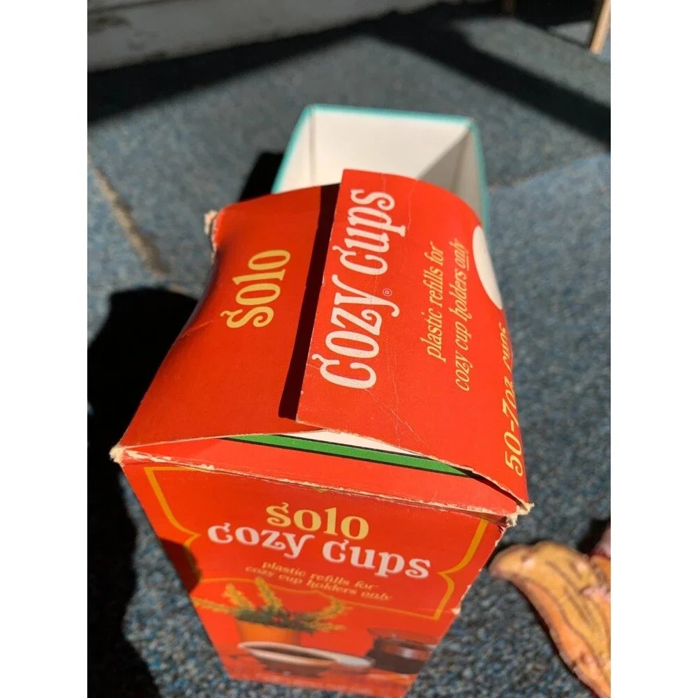 6  Vintage Solo Cozy Cup Holders and Solo Cozy Cup Refills (40) Opened 70s Color